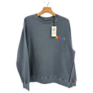 Zadig & Voltaire Simba Amour Wings Cotton Crew Sweatshirt in Blueberry Size L